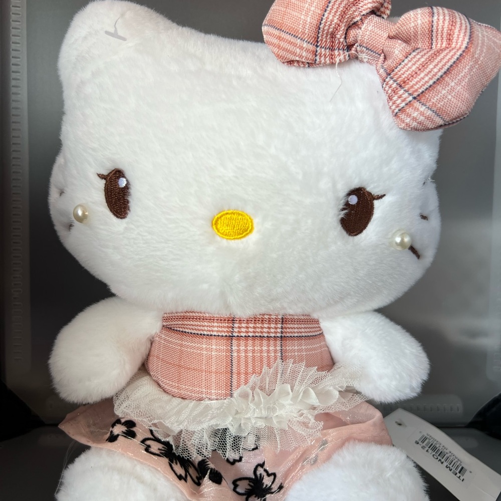 Hello Kitty Plush with Pink Plaid Bow
